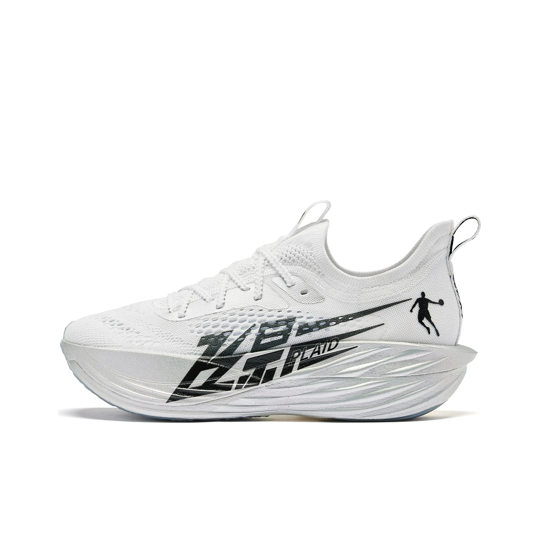 QIAODAN Flying Shadow Plaid Abrasion Resistant Low Top Running Shoes Men's White
