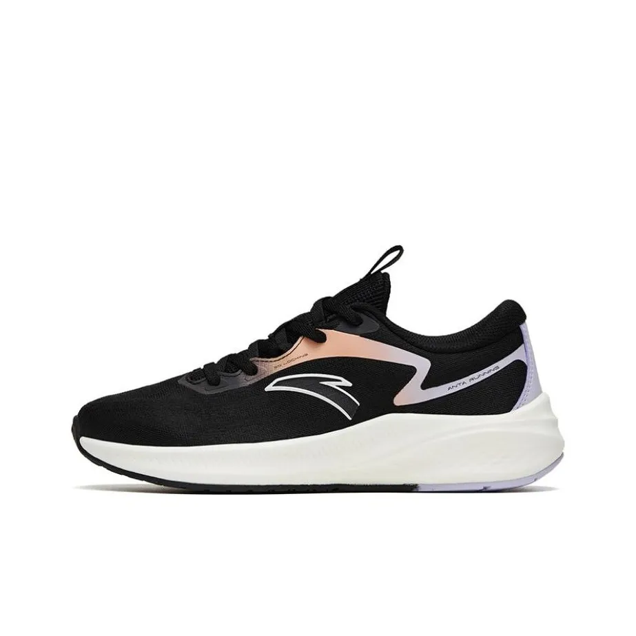 Anta Road Run Cushioning Anti Slip And Wear Resistant Low Top Running Shoes Women's Black Purple