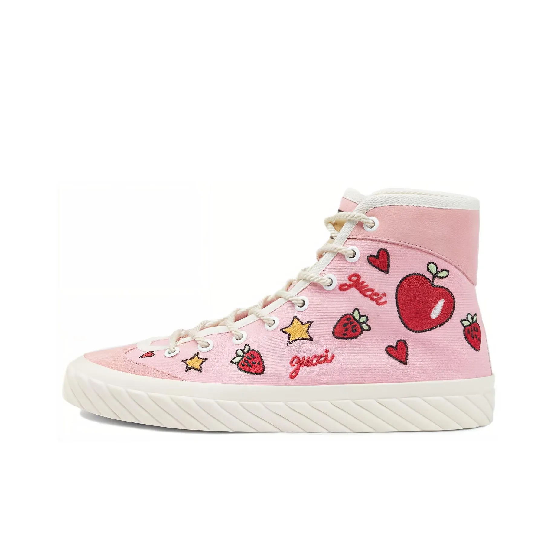 GUCCI Valentine's Day Collection Высокие Кроссовки для скейтбординга Женские Белые Розовые