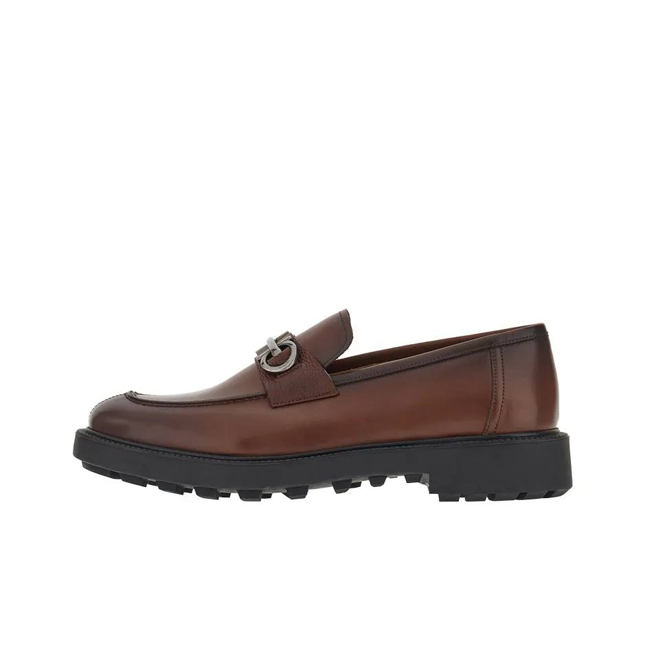 FERRAGAMO Gancini-buckle Leather Boat Shoes