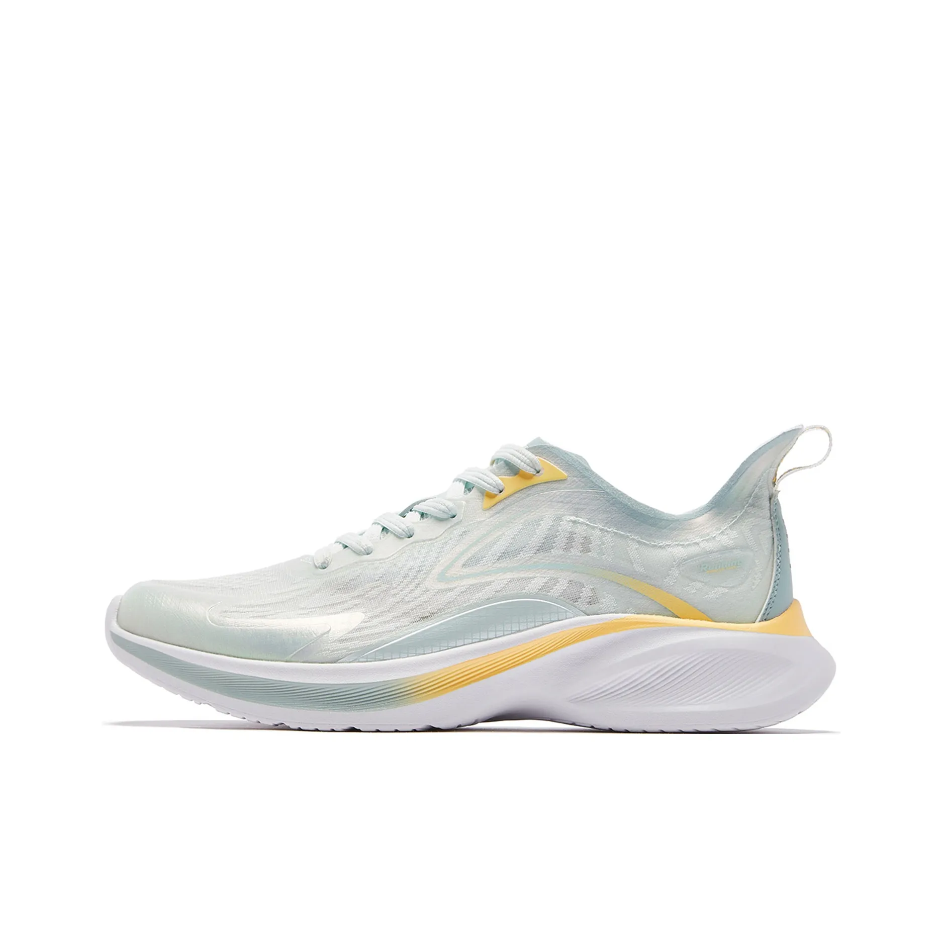 QIAODAN Light Speed 2.0Plus Cushioning And Breathable Low Top Sprint Running Shoes Men's Light Transparent Green