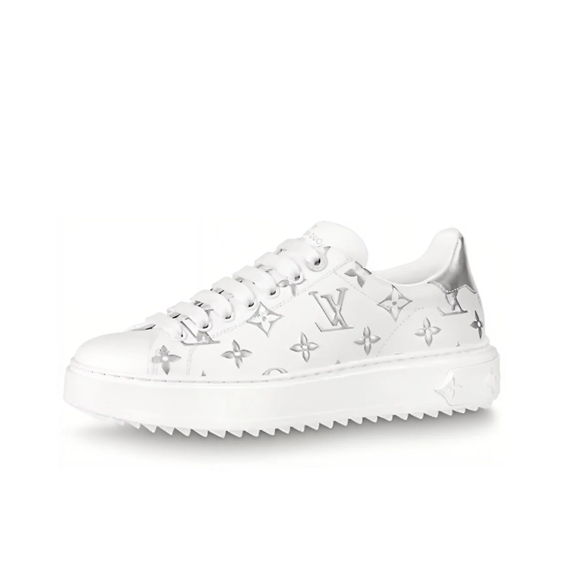 LOUIS VUITTON Time Out Sneakers 'White With Silver Monogram' Women's