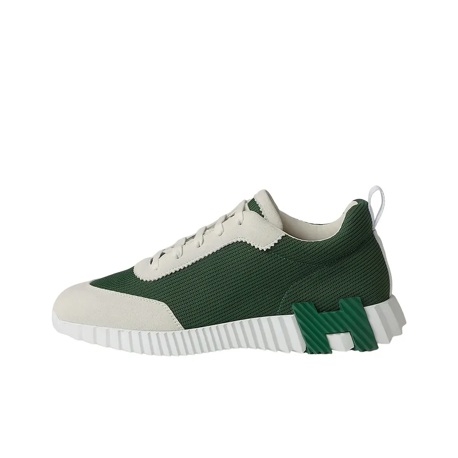 HERMES Bouncing Low Top Sports Casual Shoes Men's Green