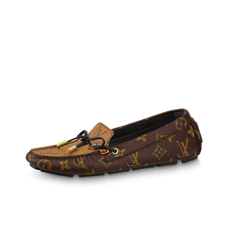 LOUIS VUITTON Gloria Flat Loafers 'Brown Monogram With Black' Women's