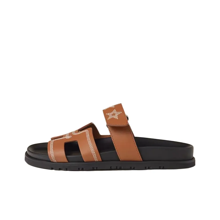 HERMES Chypre Slip Resistant Slide Slippers Women's Brown