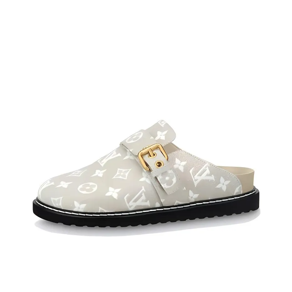 LOUIS VUITTON Cosy Comfort Closed Toe Slippers Women's Gray