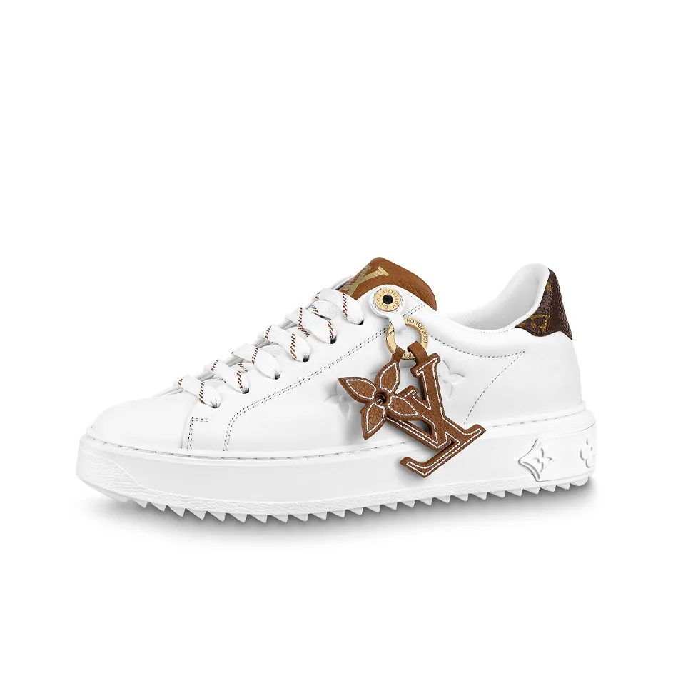 LOUIS VUITTON Time Out Sneakers 'White With Brown' Women's