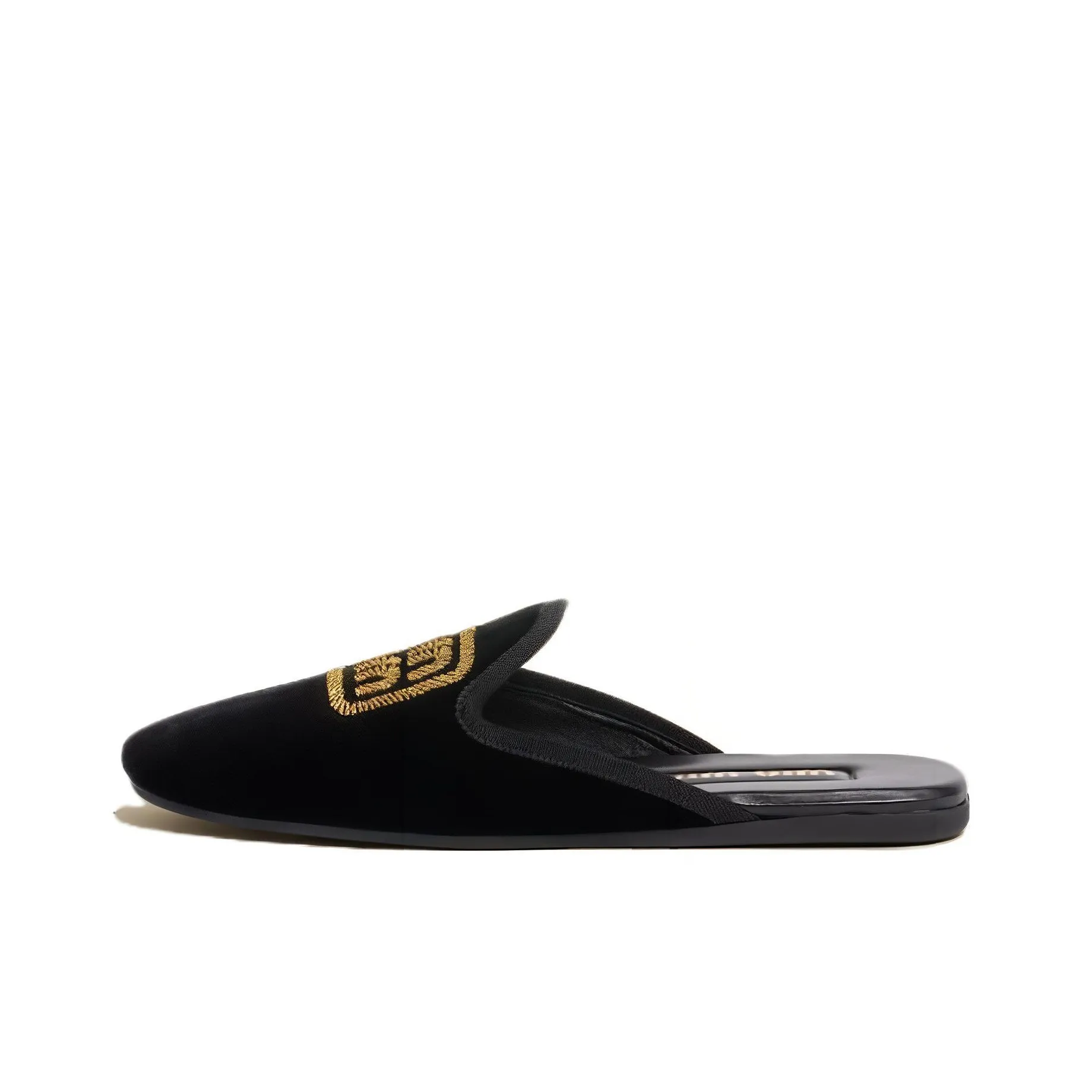 MIU MIU Logo-embroidered Velvet Slippers
