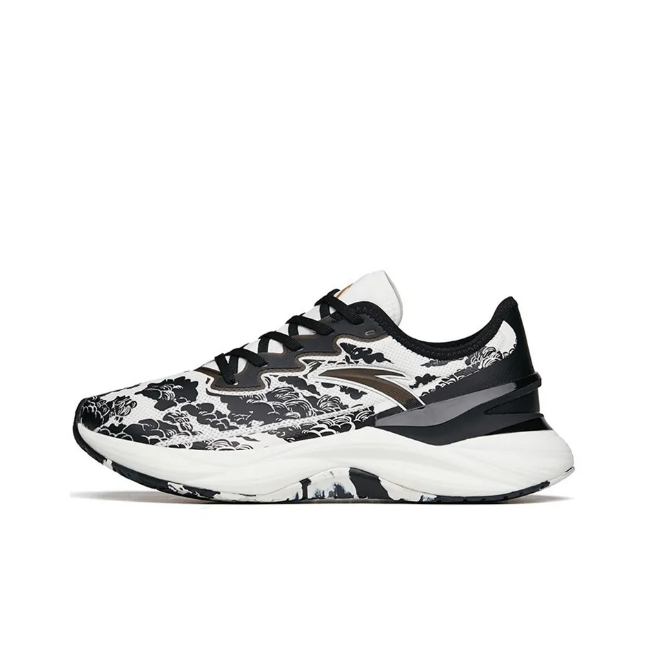 Anta Tron 2.0 Cushioned Anti Slip Wear Resistant Breathable Lightweight Low Top Running Shoes Men's Black White