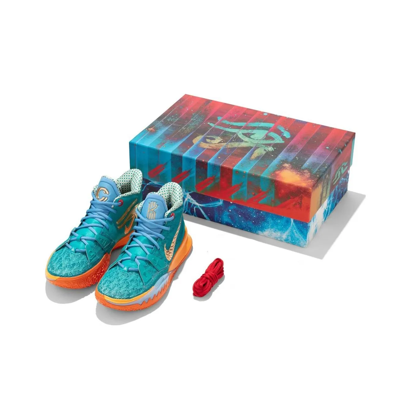 Concepts X Nike Kyrie 7 Basketball Shoes Unisex Mid Top Blue Orange