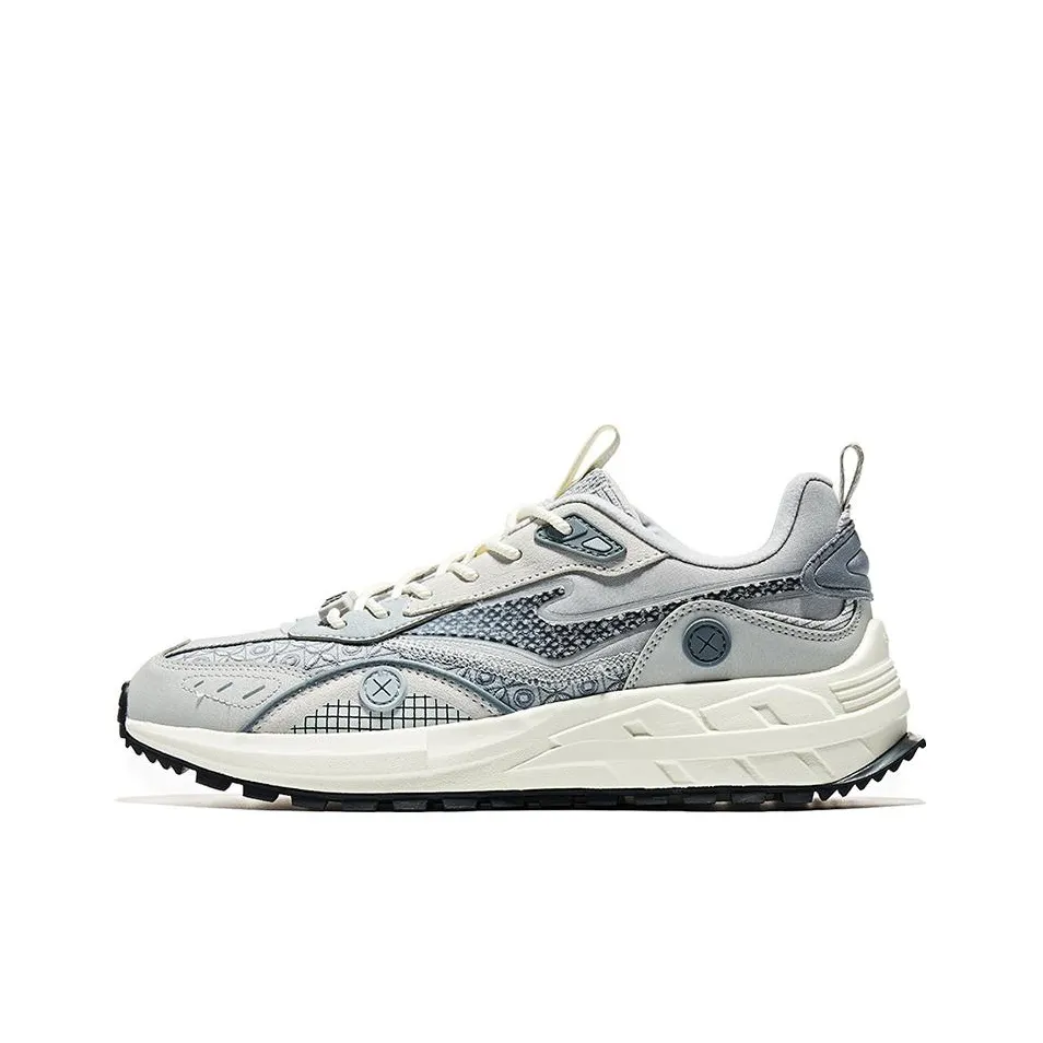 Erke Big Show Hongrabbit Anti Slip Wear Resistant Low Top Sports Casual Shoes Men's Gray White