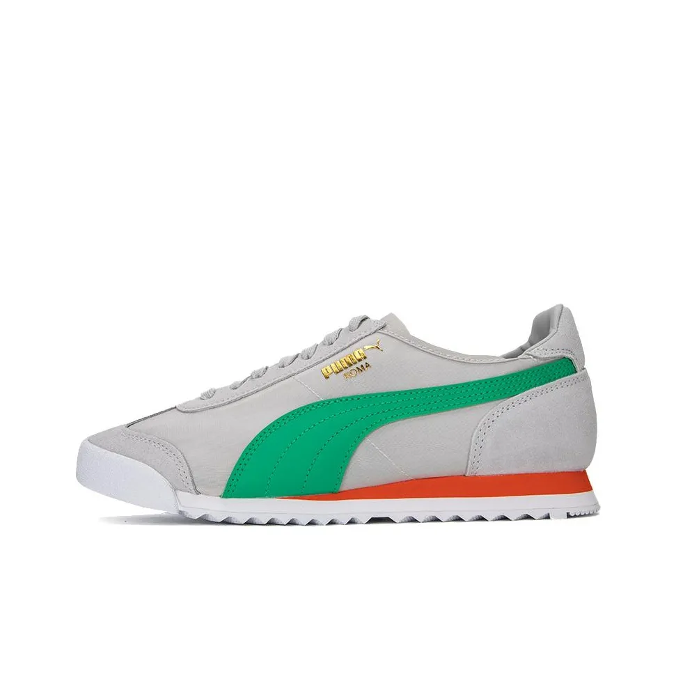 PUMA Roma OG Nylon Low Top Casual Unisex Gray Green Red PUMA Roma OG Нейлон Низкий Топ Повседневный Унисекс Серый Зеленый Красный