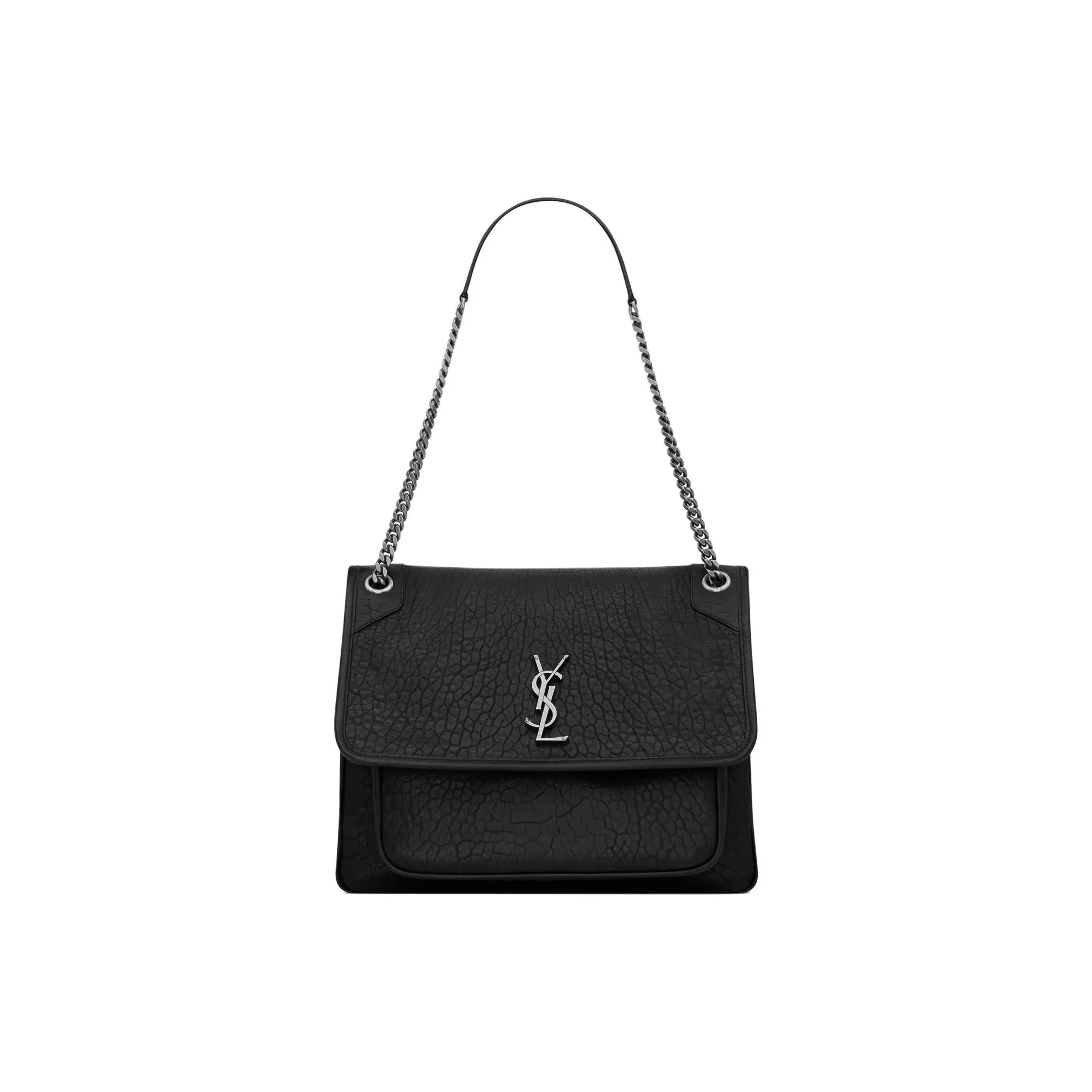 SAINT LAURENT Niki Grain Sheepskin Handbag, Shoulder Bag Women's Black