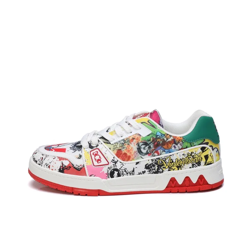 Violentbear Anti Slip Wear Resistant Low Top Skateboard Shoes Unisex