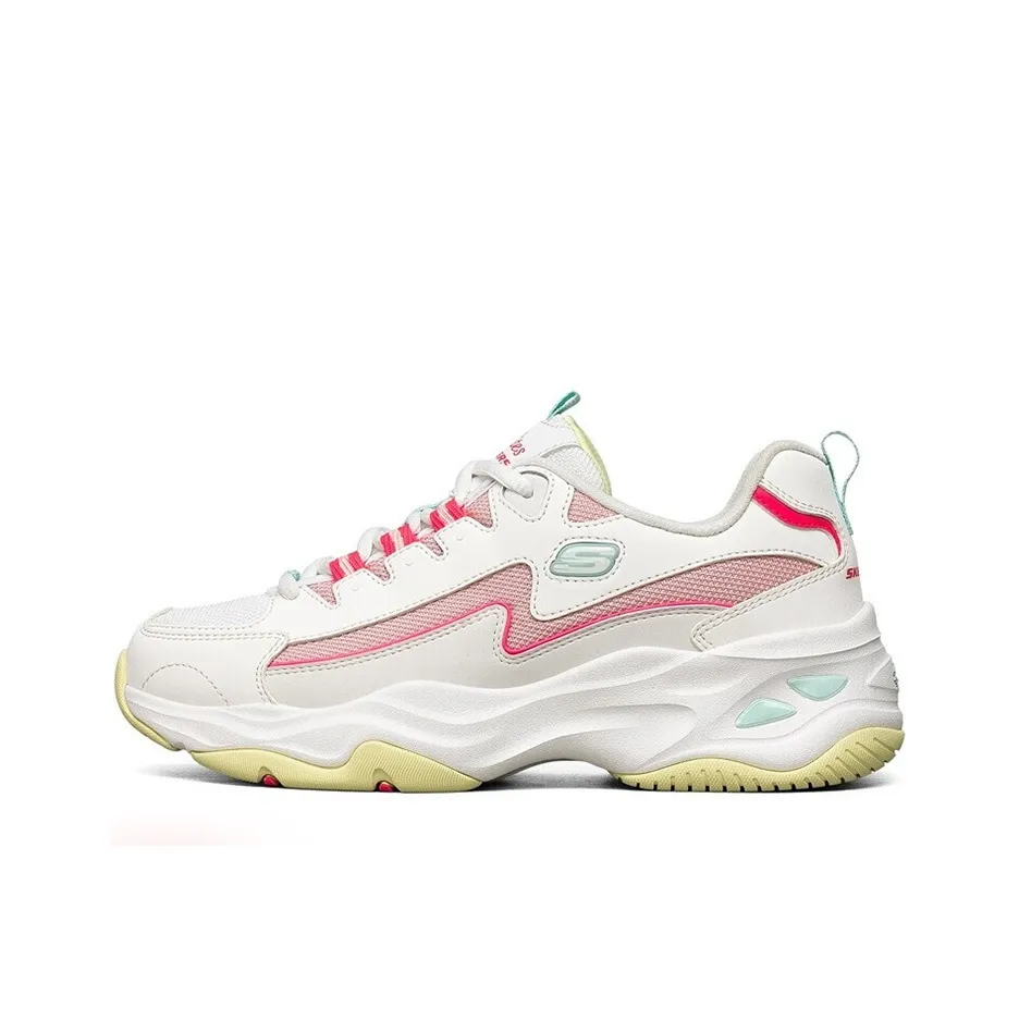 Skechers D'LITES 4.0 Low Top Chunky Sneakers Women's White Pink Yellow