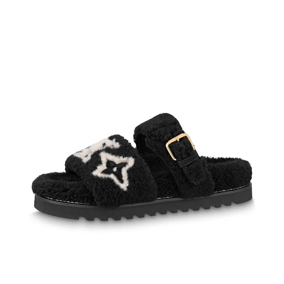 LOUIS VUITTON Paseo Comfort Odor Resistant Slide Slippers Women's Black