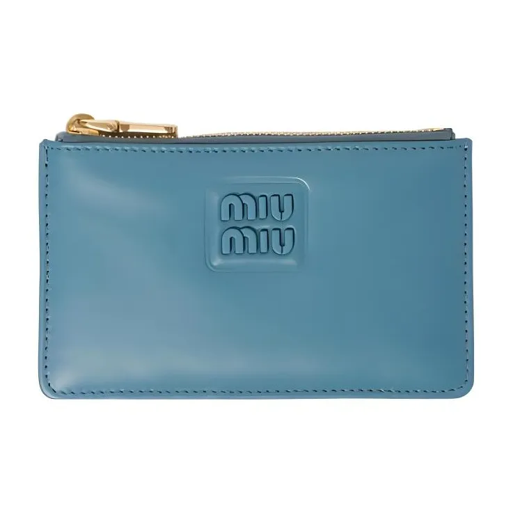 MIU MIU Leather Wallet Women's Sea Blue