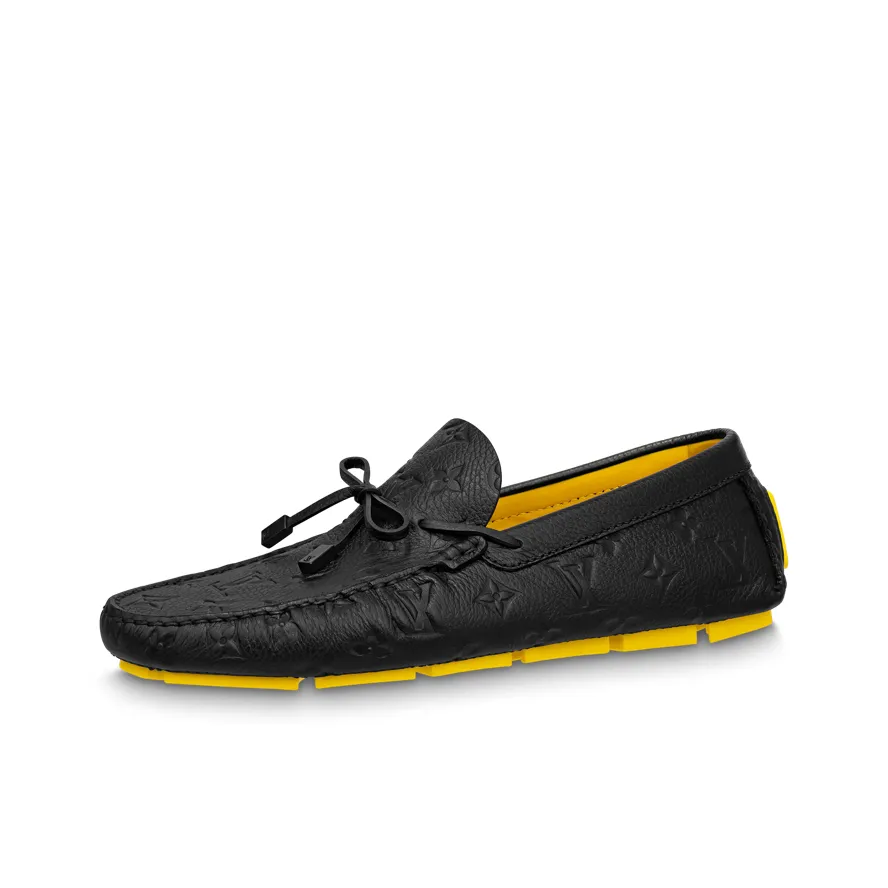 LOUIS VUITTON X Yayoi Kusama Moccasin Shoes 'Black Monogram With Yellow'
