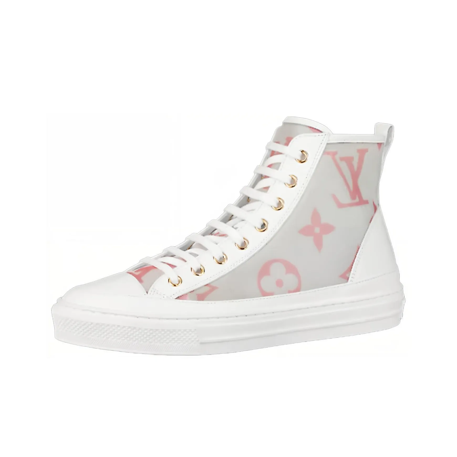 LOUIS VUITTON Stellar Zip Up Ankle Sneakers 'White Grey With Pink Monogram' Women's