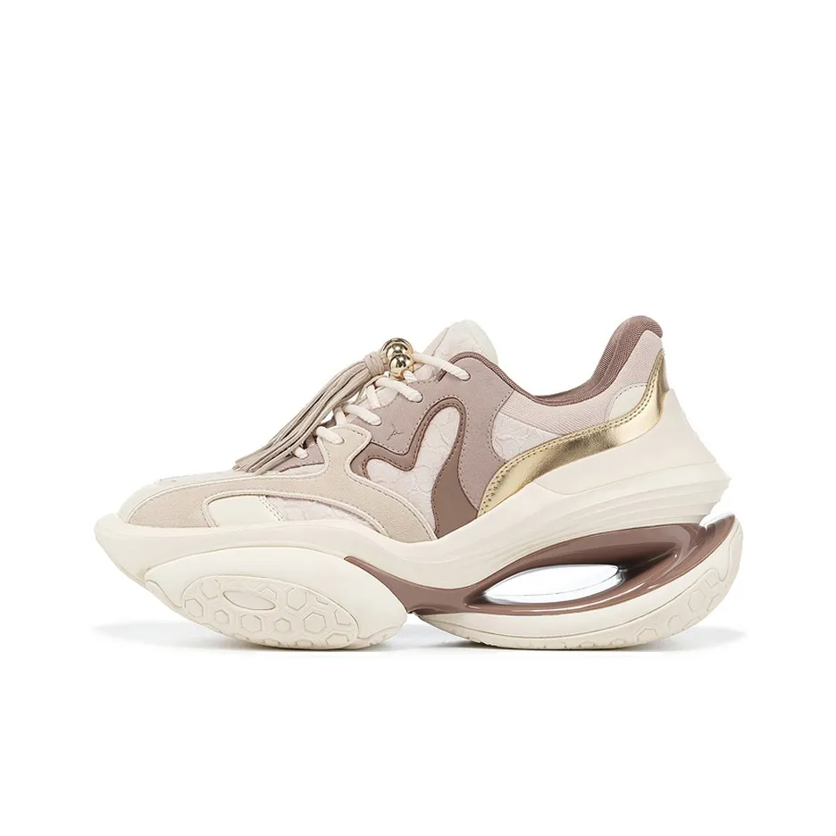 LI NING 1990 Classic Collection Slip-Resistant Low Top Беговые кроссовки Женские Рыжевато-коричневый