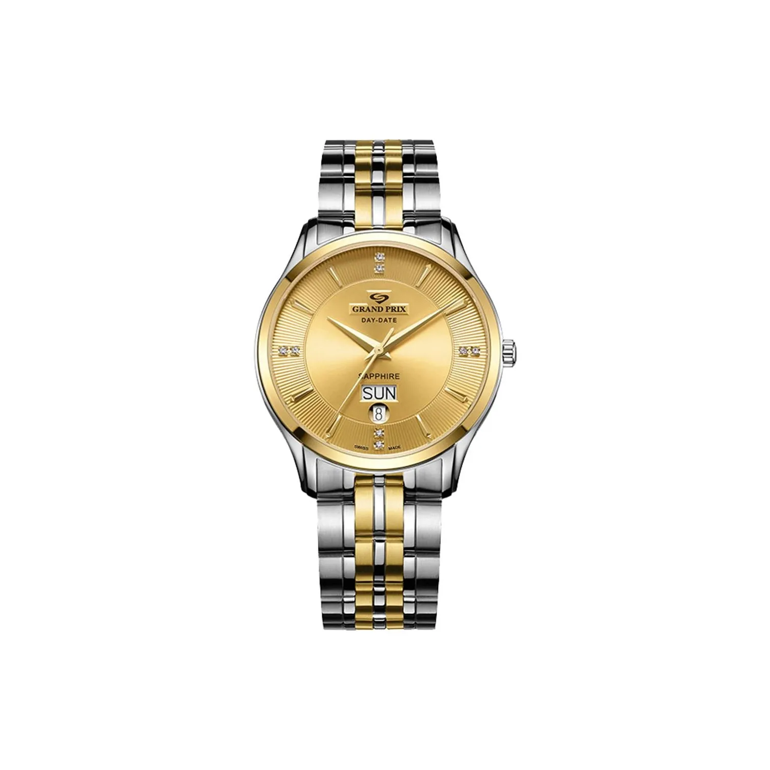GRAND PRIX Кварцевый механизм Унисекс Часы Золотой циферблат