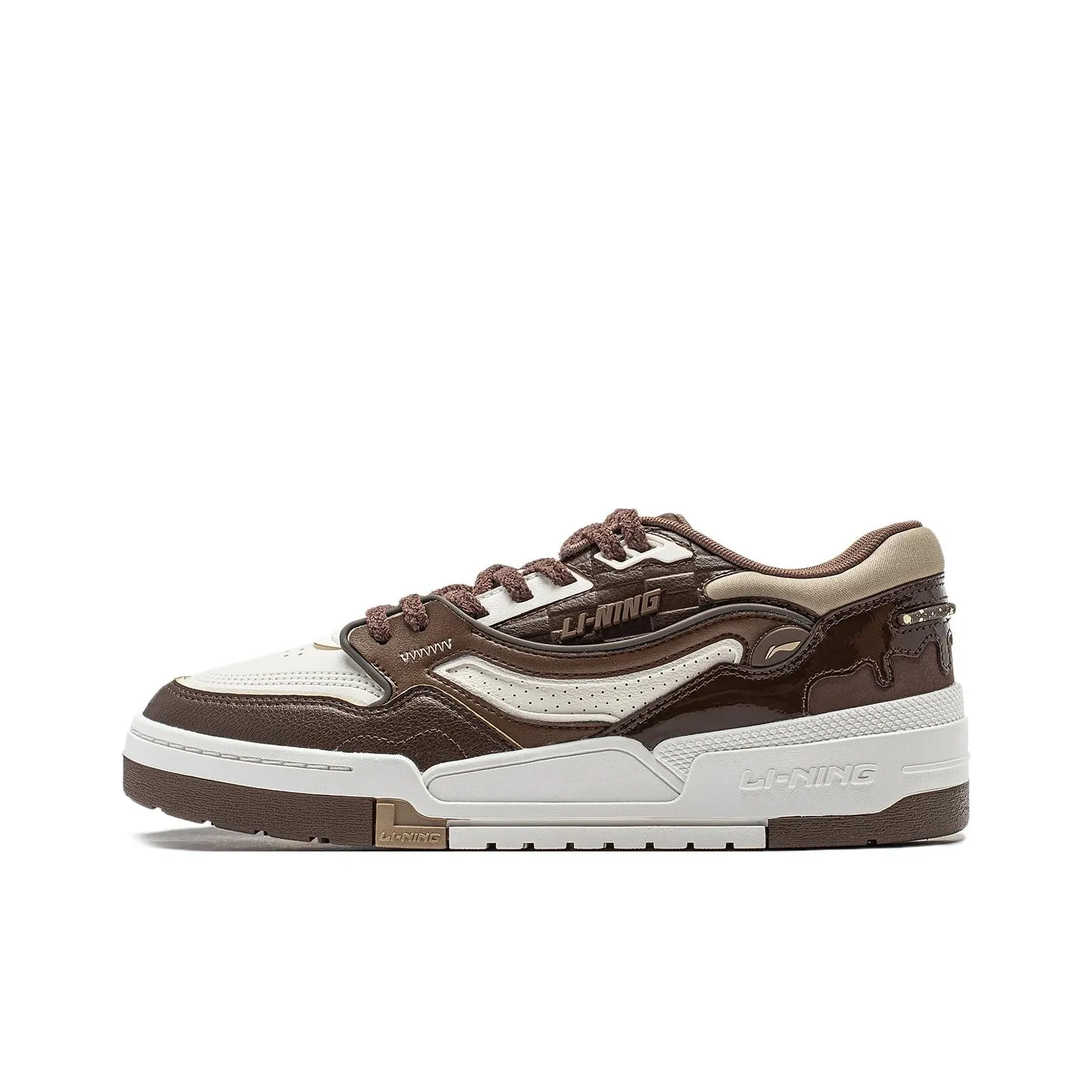 LiNing 001 BTC Slip-Resistant Cushioning Wear-Resistant Support Low-Top Skateboard Shoes Men's White Umber
