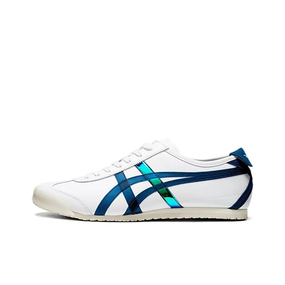 Onitsuka Tiger MEXICO 66 Дышащий Устойчивый к истиранию Низ Отражающий Низкий Топ Повседневные Беговые Кроссовки Унисекс Белый Синий