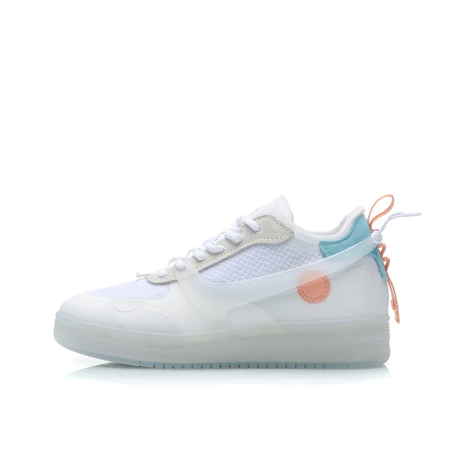 LiNing CF Moon Phases Coverage Abrasion Resistant Low Top Skateboard Shoes Women's White Blue