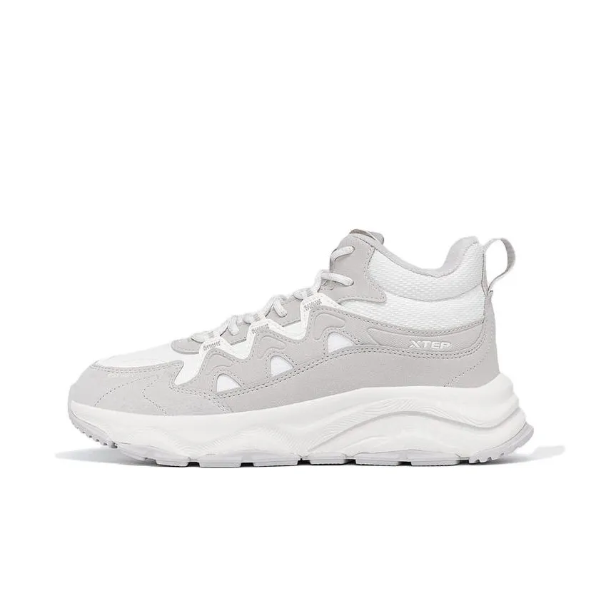 XTEP Red Cliff Cotton Slip Resistant, Abrasion Resistant, Thermal Mid Top Sports Casual Shoes Men's Gray White