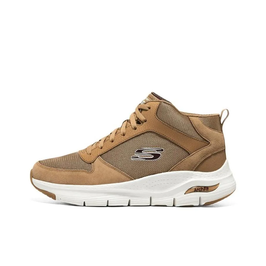 Skechers Arch Fit Cushioning Anti Slip And Wear Resistant High Top Casual Shoes Men's Whiskey Brown
