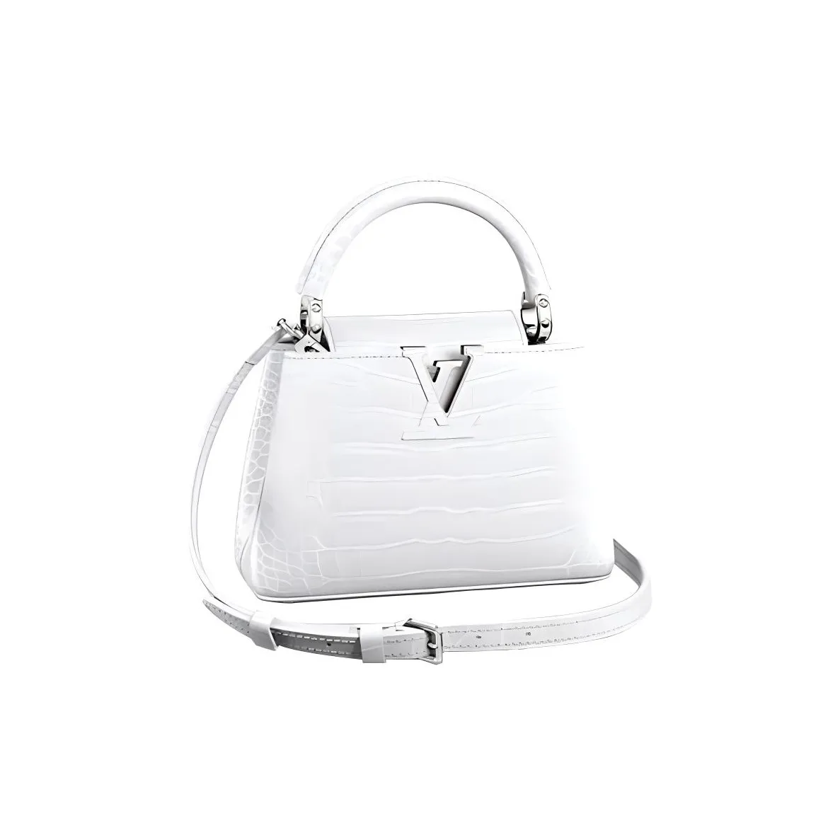 LOUIS VUITTON Capucines Crocodile Leather Handbag Shoulder Bag Crossbody Bag Mini Women's White
