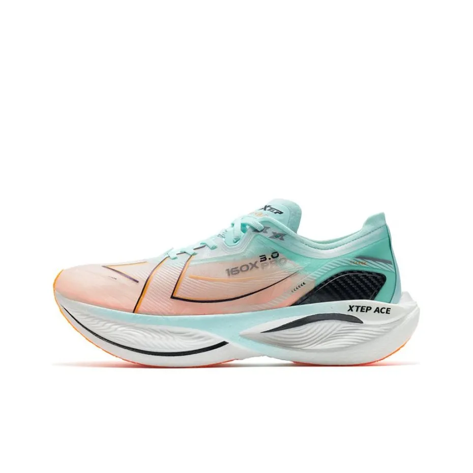 XTEP 160X 3.0 Pro Cushioning Anti Slip Wear Resistant Breathability Low Top Running Shoes Men's Serene Blue/New White