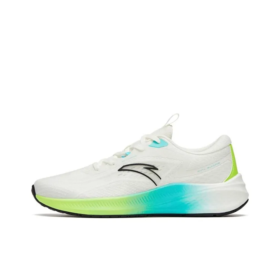 Anta Road Run Cushioned Slip-Resistant Abrasion-Resistant Low-Top Running Shoes Men's White Green