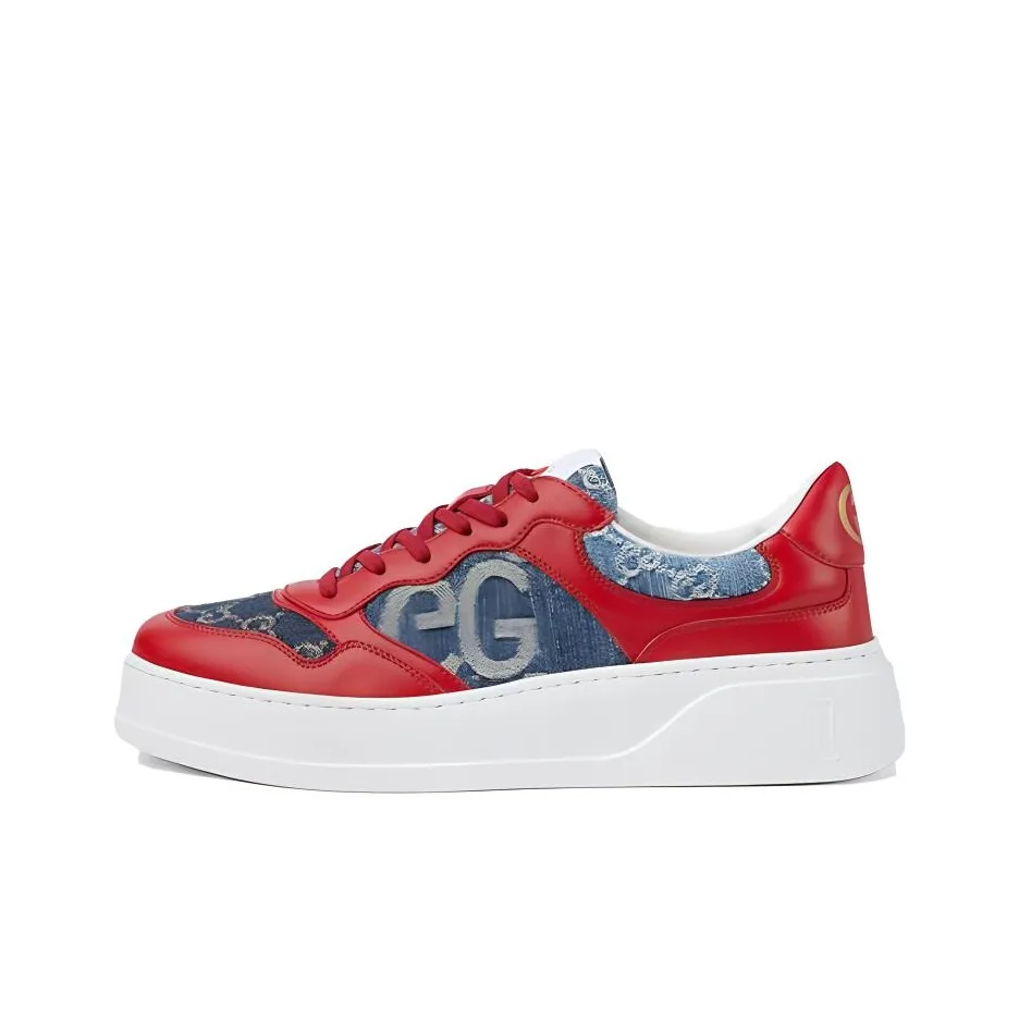 GUCCI Low Top Skateboard Shoes Men's Red Blue