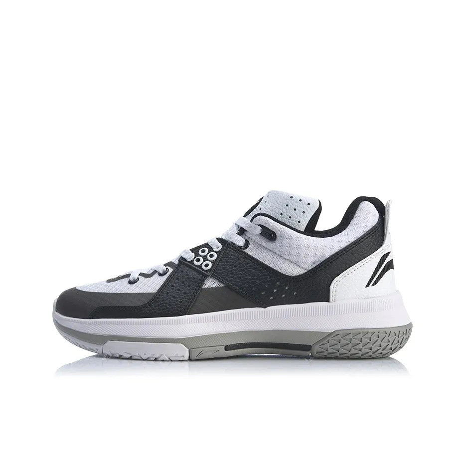 LiNing All City 5 Wade Collection Anti-Slip Wear-Resistant Low-Top Basketball Shoes Black White Gray