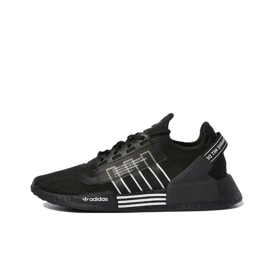 Adidas Originals NMD_R1 V2 Slip-resistant Abrasion-resistant Lightweight MID Top Casual Shoes Men's Black White Adidas Originals NMD_R1 V2 Противоскользящий Устойчивый к истиранию Легкий MID Топ Повседневная Обувь Мужская Черный Белый