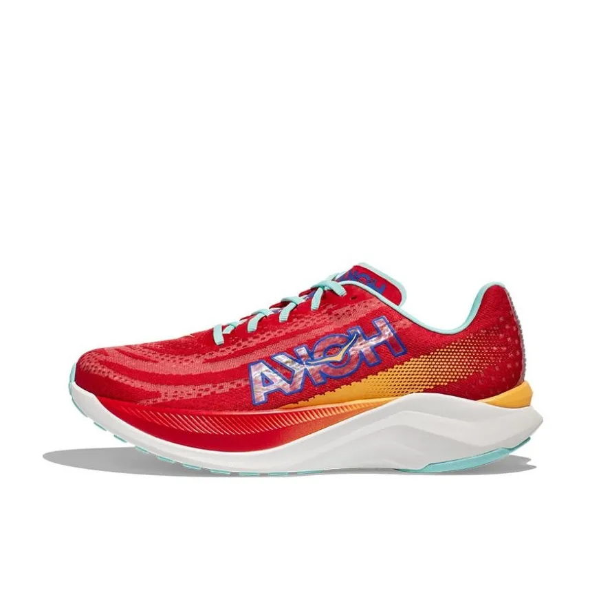 HOKA ONE ONE Mach X Амортизация и Дышащий Низкий Топ Беговые кроссовки Мужские Ярко-красный