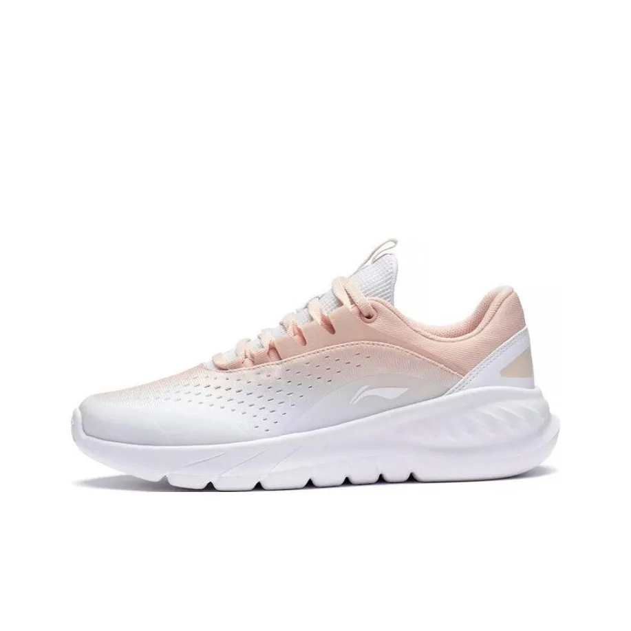 LINING EazGo Легкость адаптации Устойчивость к истиранию Дышащий Низкий топ Беговые кроссовки Женские Белый Розовый