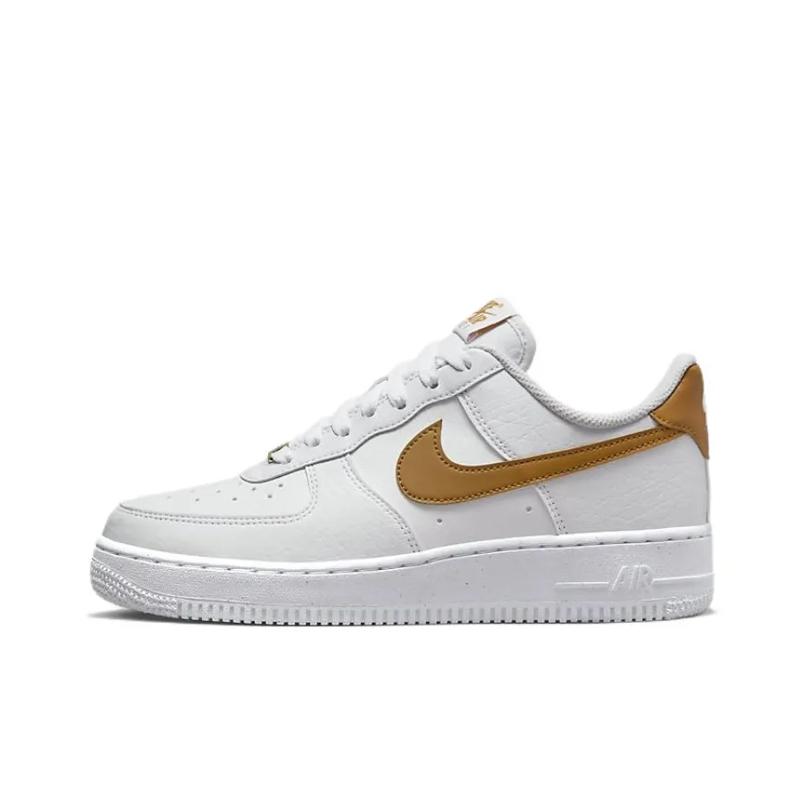 Nike Air FORCE 1 Low Топ Скейтборд Кроссовки Женские Белые Золотые