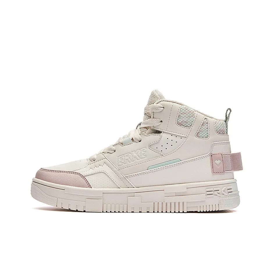Erke Contract Coverage Wear-Resistant Slip-Resistant High-Top Skateboard Shoes Women's Mountain Yam Gray