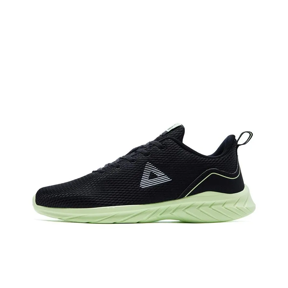 PEAK Qingyi Slip-resistant Abrasion-resistant Breathable Low-Top Running Shoes Men's Black Sprout Green