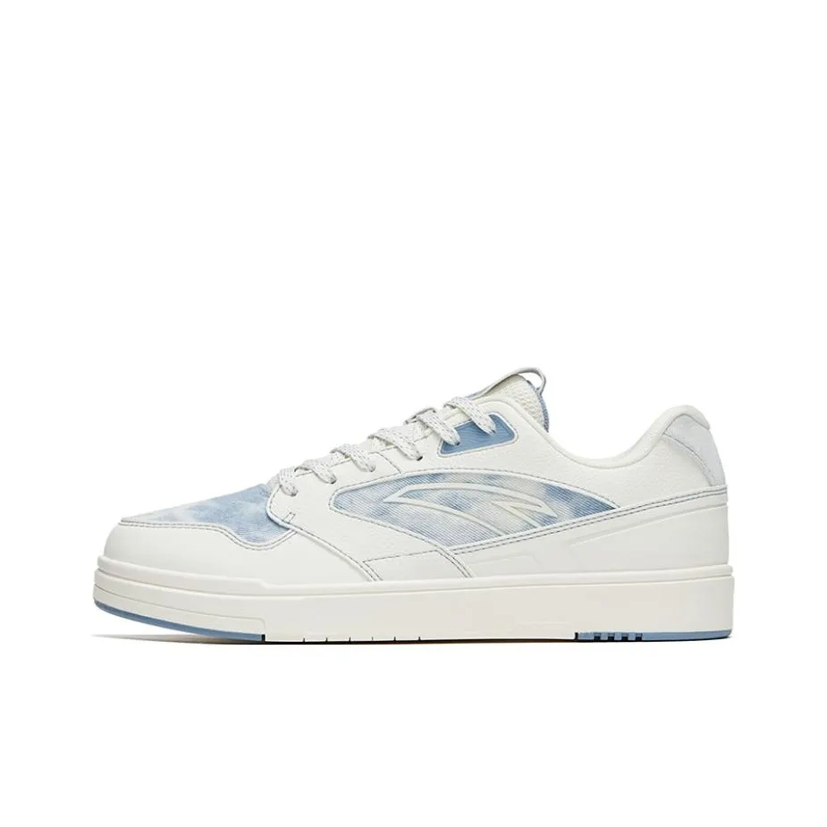 Anta Street Naughty Anti Slip Wear Resistant Low Top Skateboard Shoes Men's White Blue Tie Dye