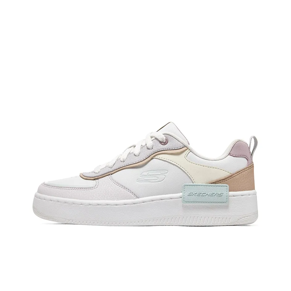 Skechers Sport Court 92 Abrasion Resistant Breathable Low Top Skateboard Shoes Women's White Yellow Pink