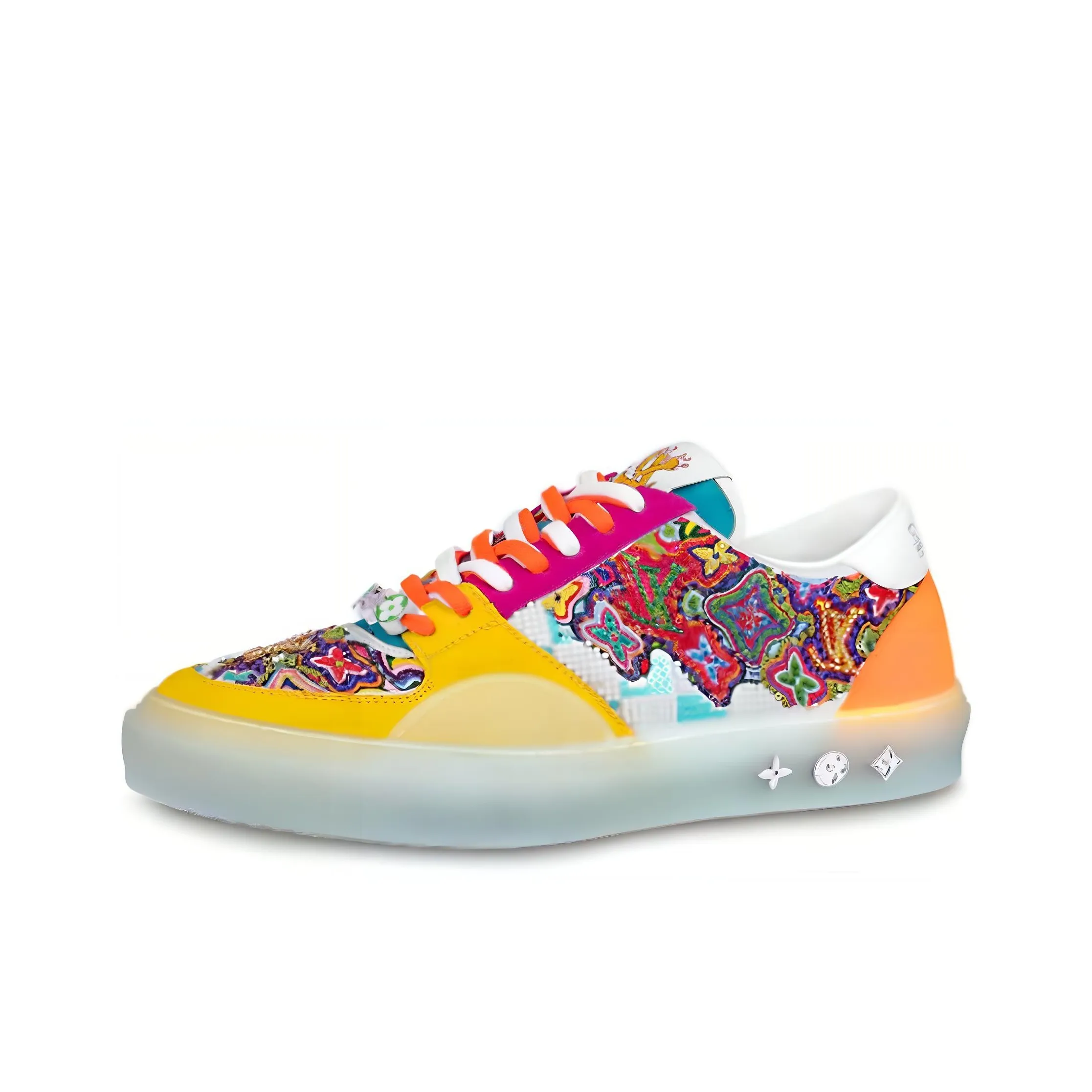 LOUIS VUITTON Ollie Suede Sequin Monogram Sneakers 'Yellow'