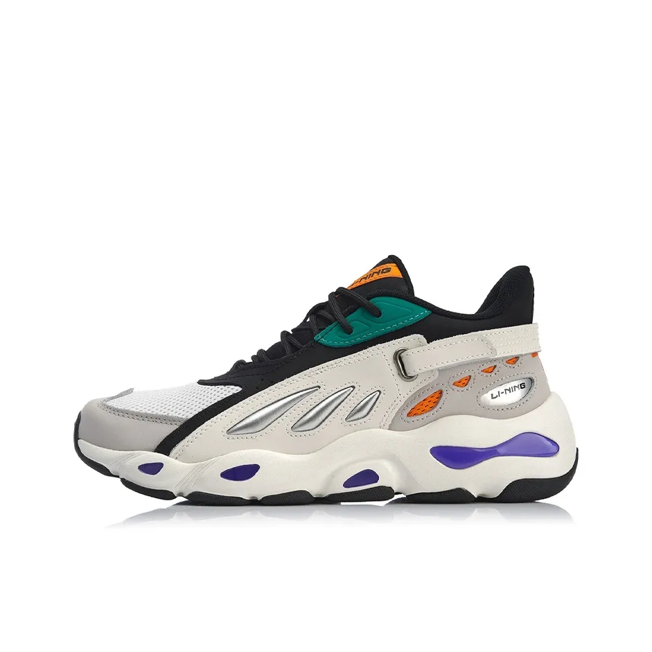 LiNing Butterfly Cushioning Anti Slip And Wear Resistant Low Top Chunky Sneakers Gray Black