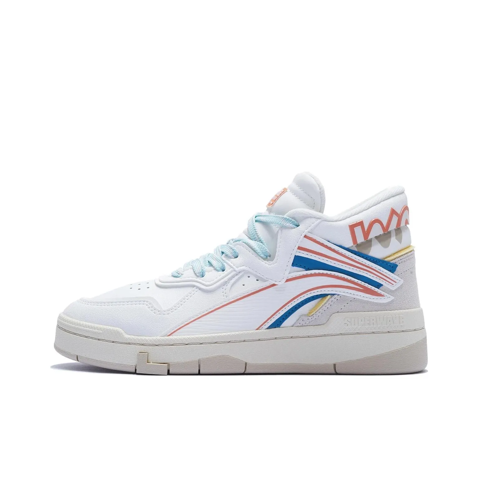 LiNing Wave Mid Prm Slip Resistant Cushioning Wear Resistant Mid Top Casual Skateboard Shoes Women's Ecru