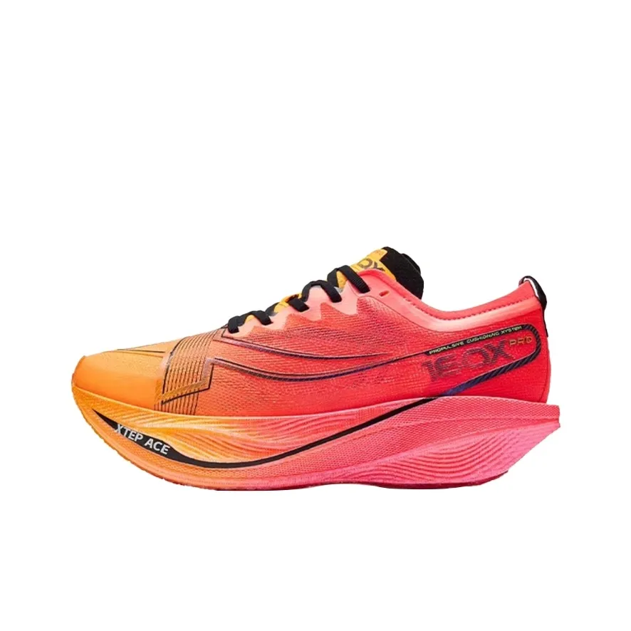XTEP Racing 160X 5.0 PRO Running Shoes Men's Low Top Neon Apricot Orange/Laser Red