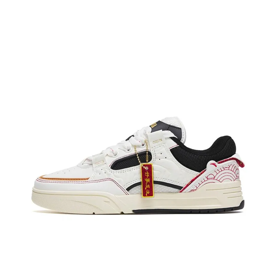 ANTA AOJIE Skateboard Shoes Men Low-Top Ivory White/Black/Classic Red