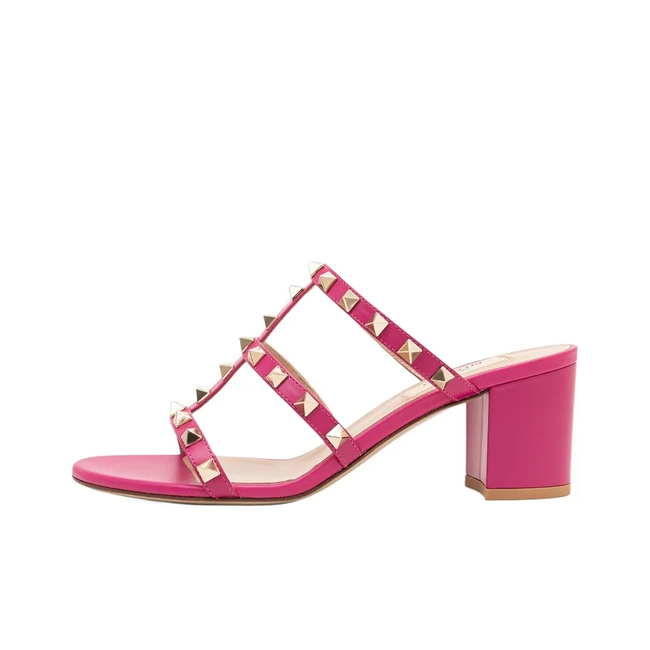 Valentino Rockstud Slide Slippers Women's Pink
