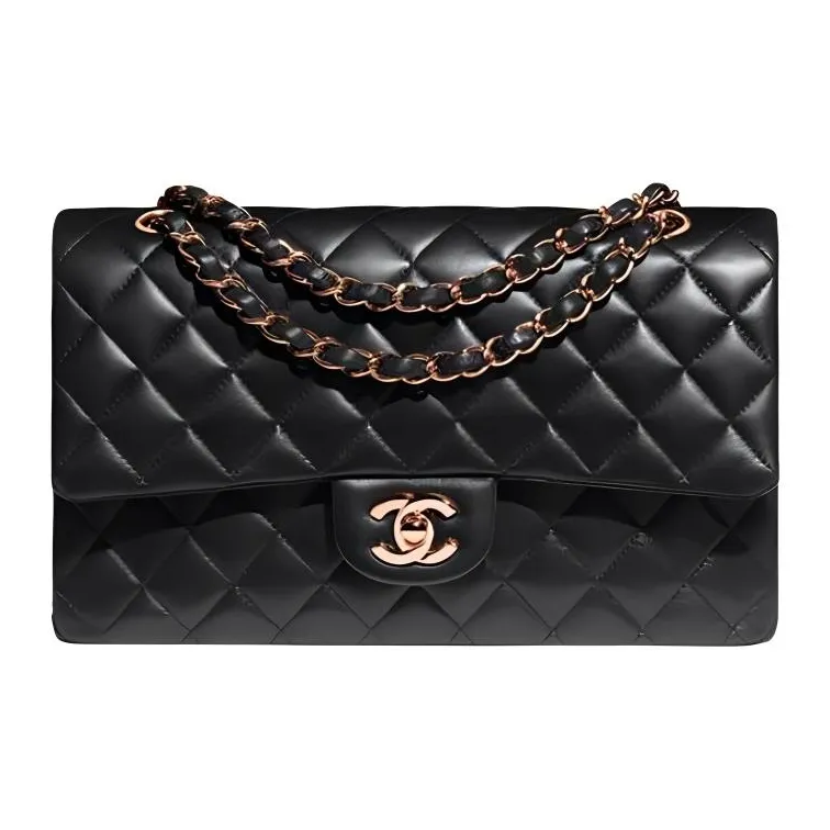 CHANEL Classic Flap CF Lambskin Portable Crossbody Bag, Shoulder Bag Medium Size Women's Black